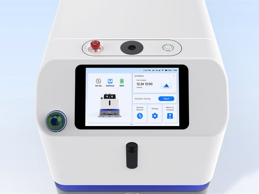 Sveabot S100 Pro M control panel with 10.1 inch touchscreen and cleaning schedule